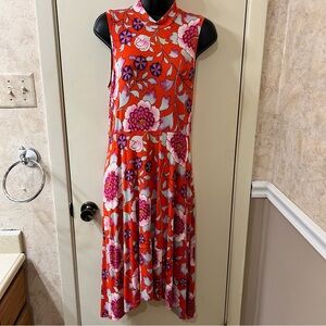 Anthropologie Vibrant Floral Sleeveless Midi Dress